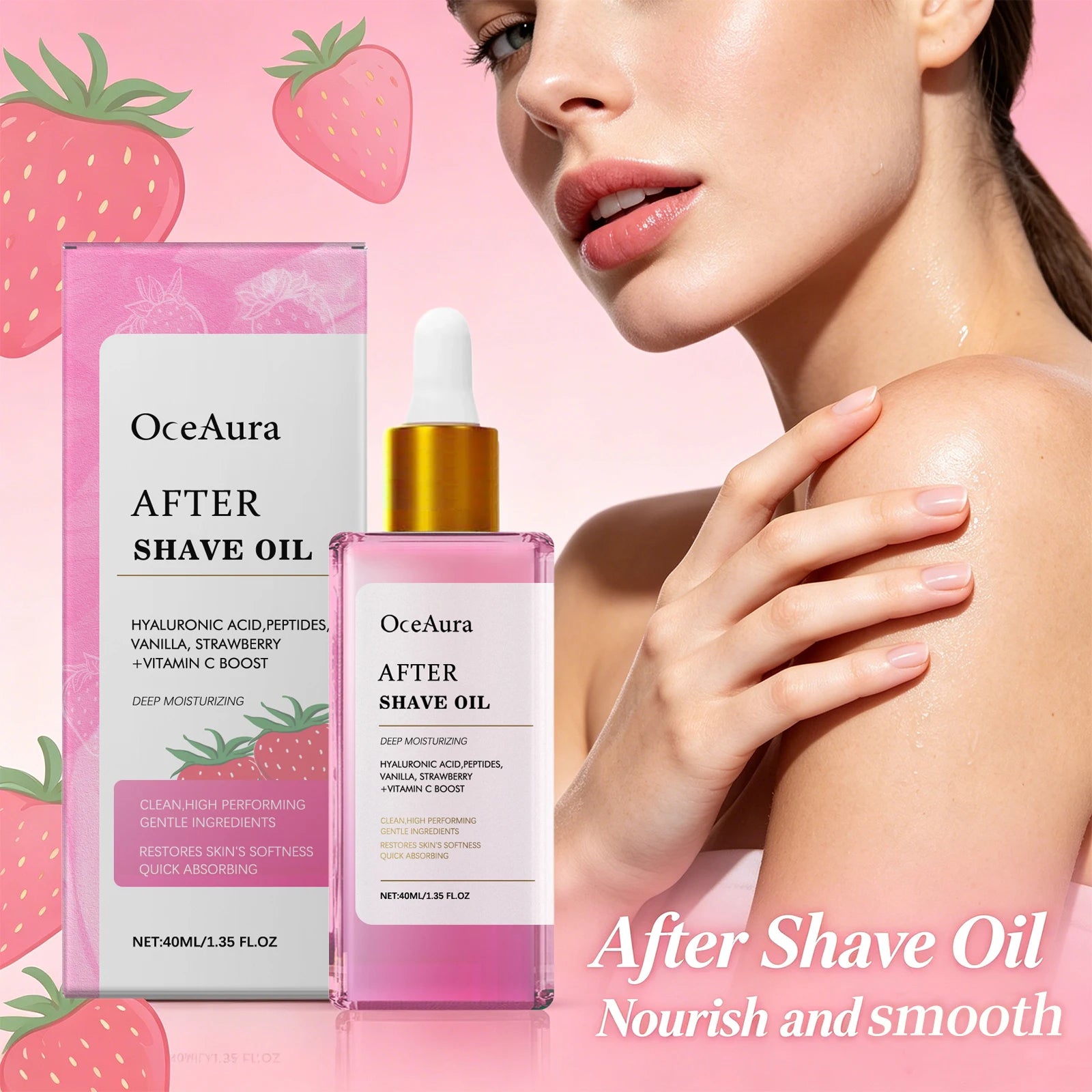 Strawberry Scented After Shave & Hair Removal Soothing Oil for Skin Hydration - 5