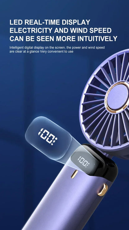Portable 5-Speed Handheld & Neck Fan with Phone Stand & LED Display