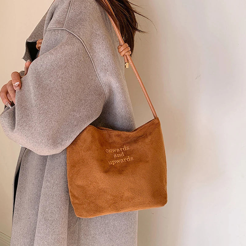 Luxury Retro Suede Shoulder Bag