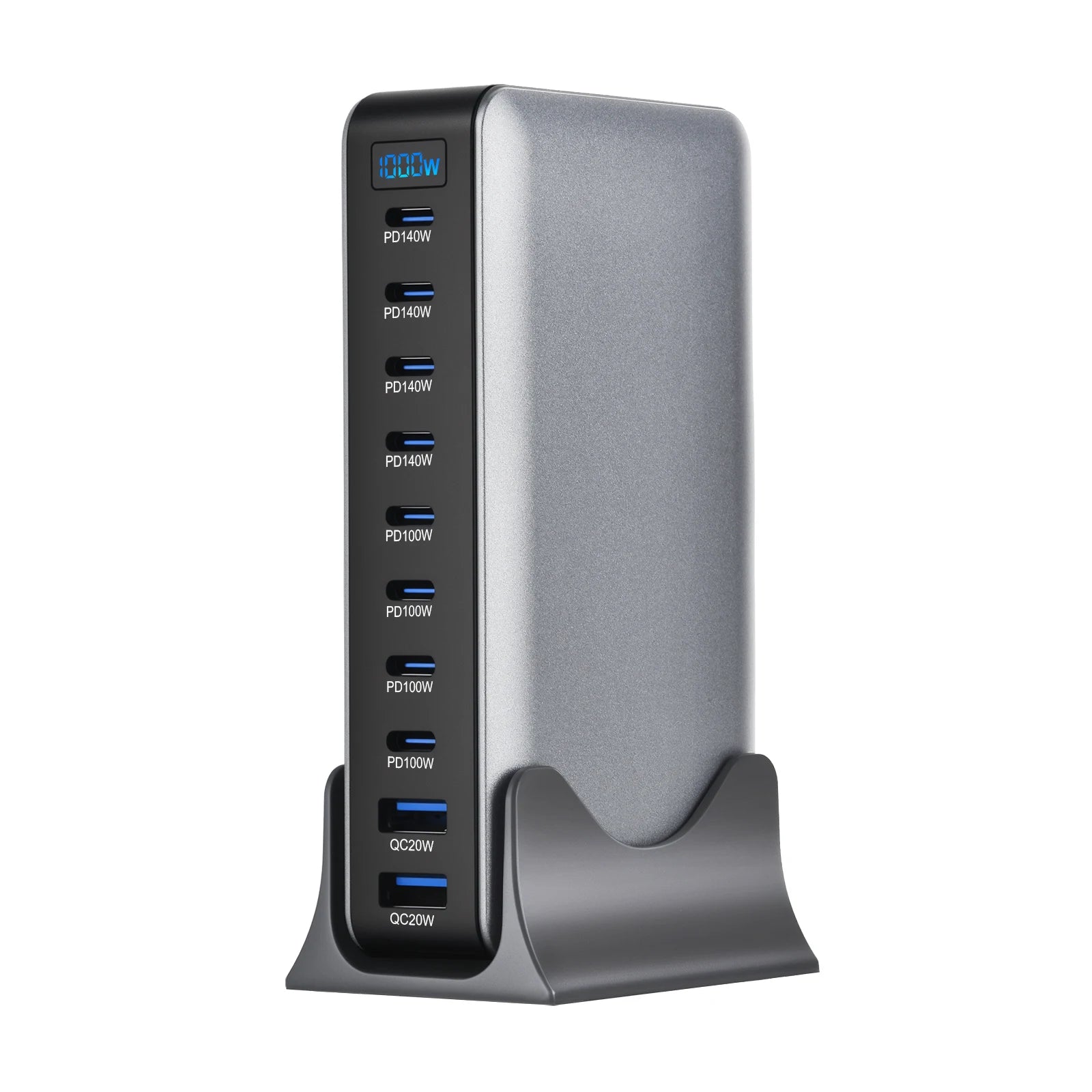 155W GaN Desktop Charger, 10-Port USB-C PD Fast Charging Station - 2