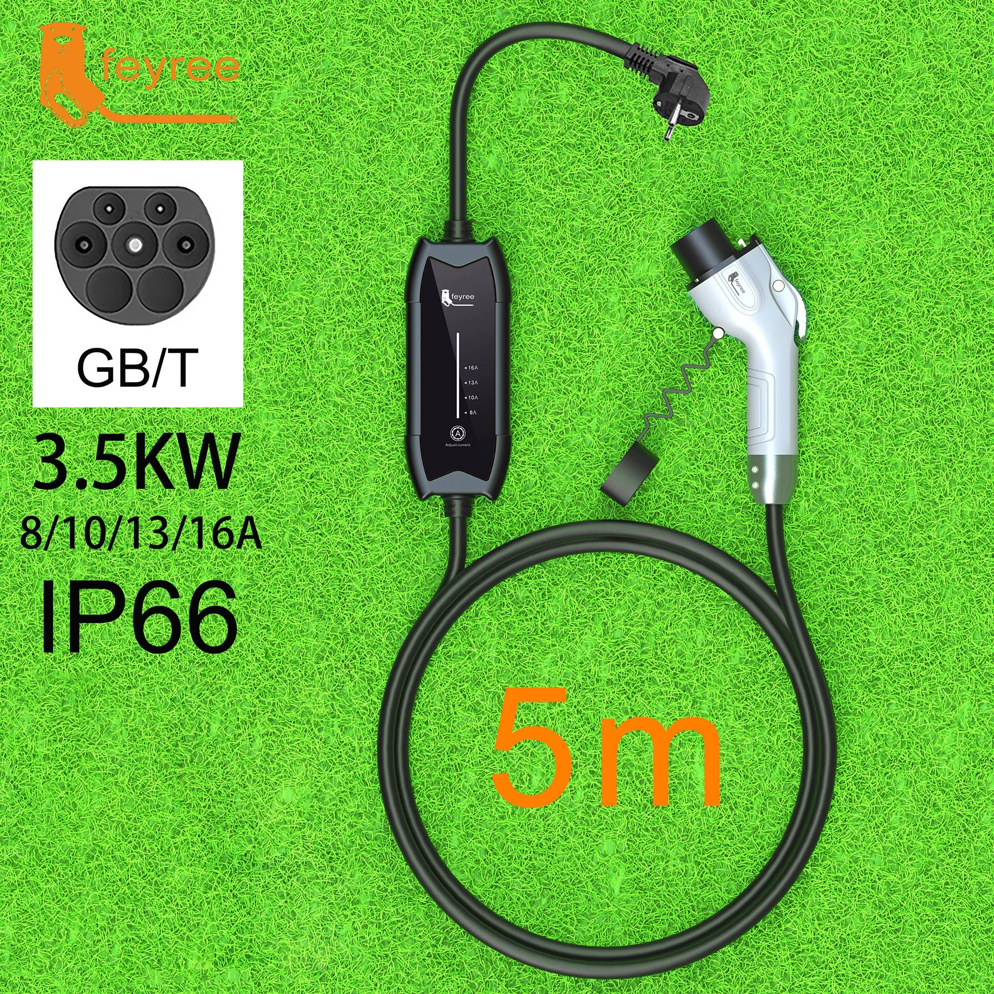 Portable 3.5KW EV Charger - Adjustable 16A Level 2 Charging Station - 24