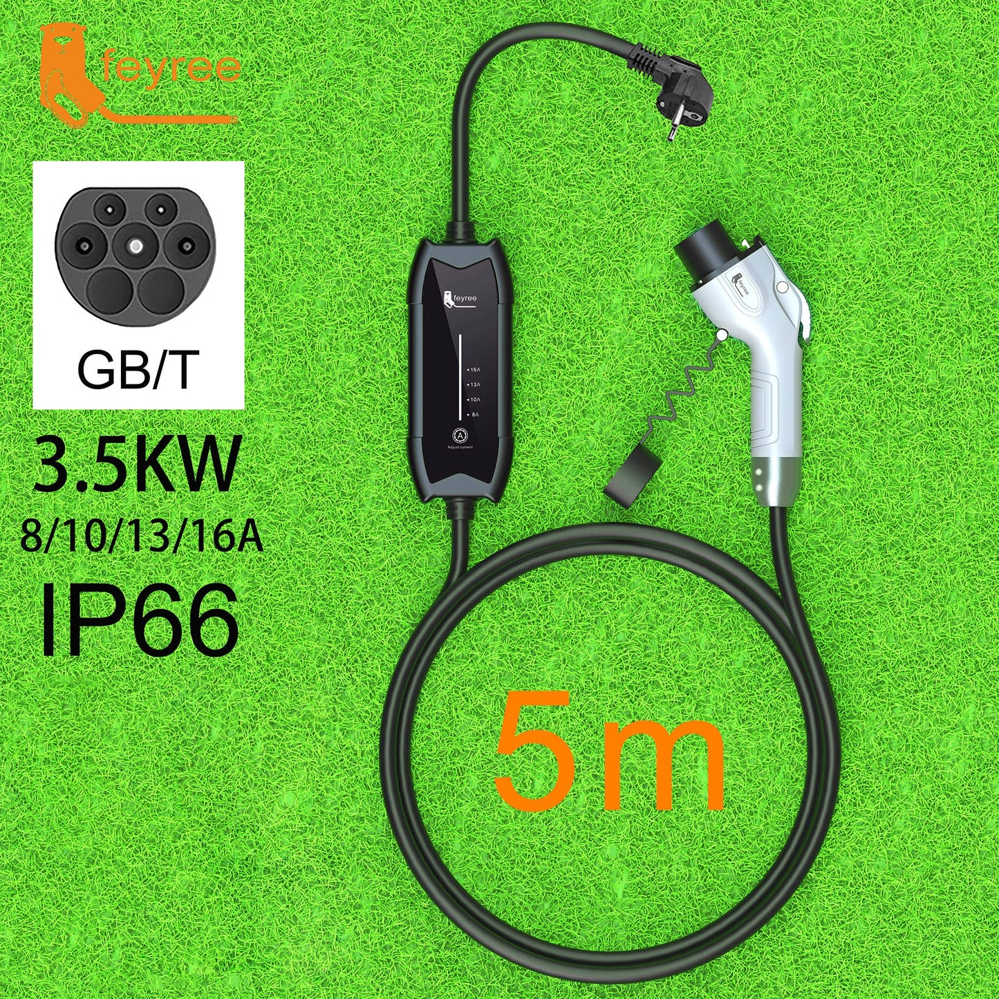 Portable 3.5KW EV Charger - Adjustable 16A Level 2 Charging Station
