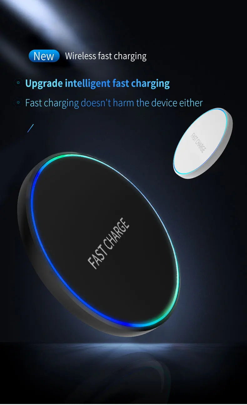 Ultra-Slim 15W Fast Wireless Charging Pad for iPhone & Samsung