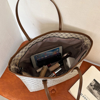 Textured Plaid Tote