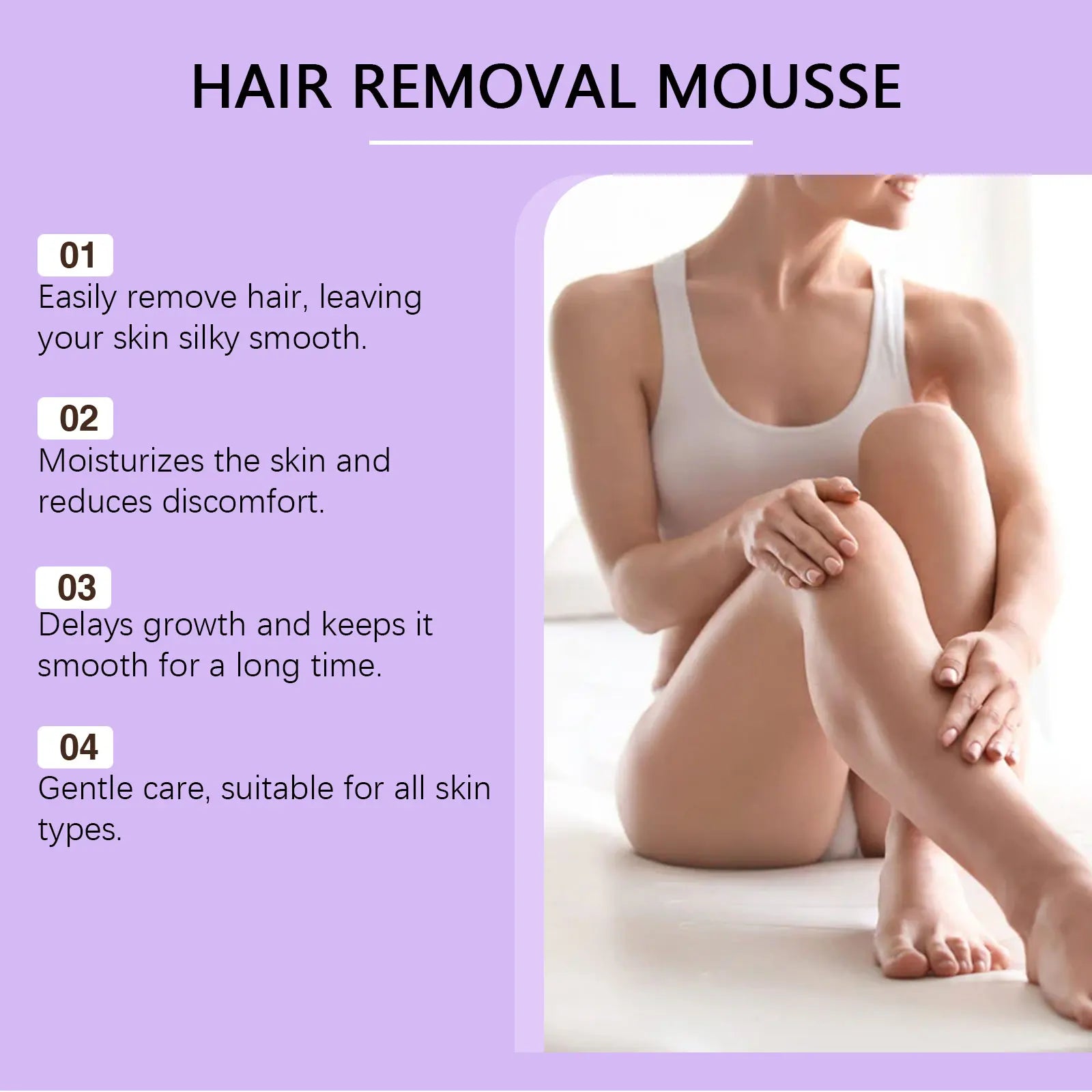 Painless Hair Removal Mousse Spray for Smooth Skin - Gentle Depilatory Foam - 10