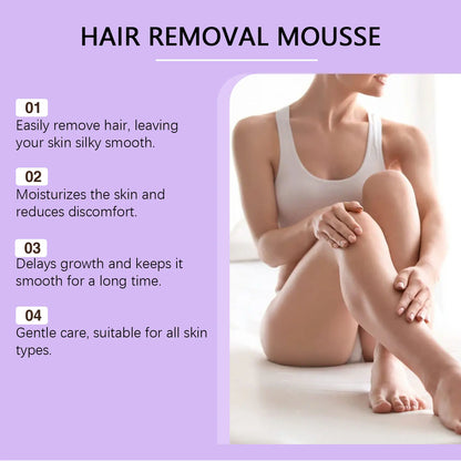 Painless Hair Removal Mousse Spray for Smooth Skin - Gentle Depilatory Foam