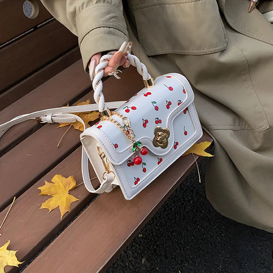Luxury Cherry Print Crossbody Bag