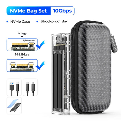 Orico M.2 NVMe SATA SSD Enclosure - 10Gbps Portable USB-C Adapter for 4TB