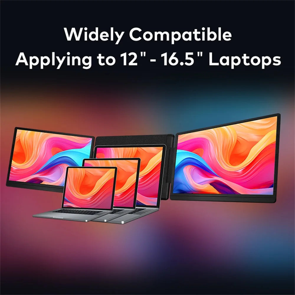 14-16" Dual Screen Laptop Monitor Extender - FHD IPS Portable Triple Display