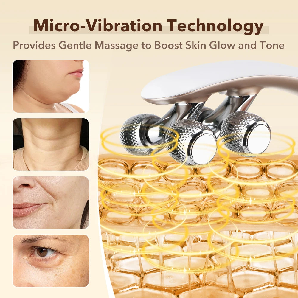 Microcurrent Face & Neck Lifting Massager - Electric V-Shape Slimming Roller - 8