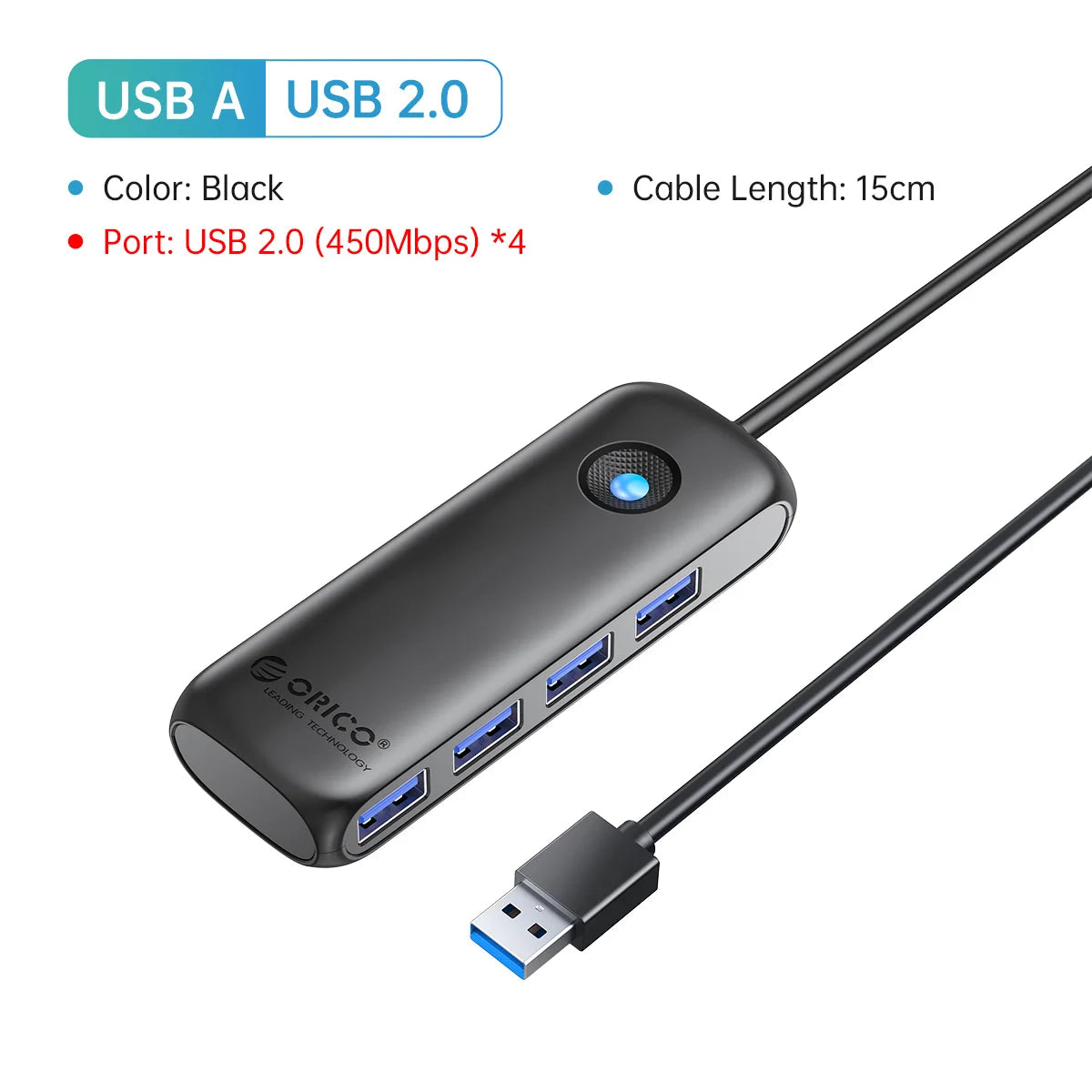 4-Port USB 3.0 Hub High-Speed Data Splitter & Multi-Device Extender