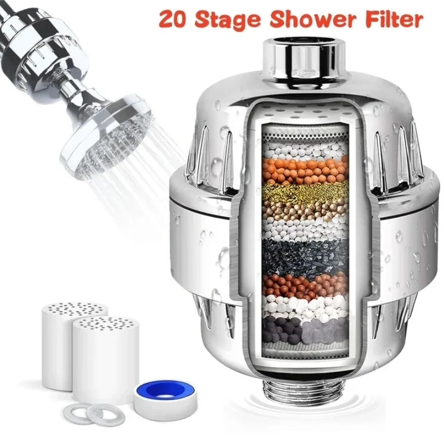 15-20-Stage Shower Filter for Hard Water - Chlorine & Metal Purifier - 1