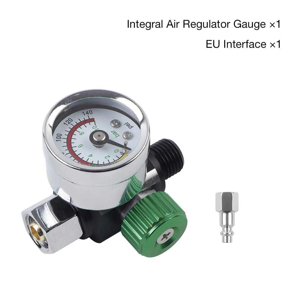 G1/4 Thread Paint Spray Gun Air Pressure Regulator Valve with 140 PSI Gauge - 9