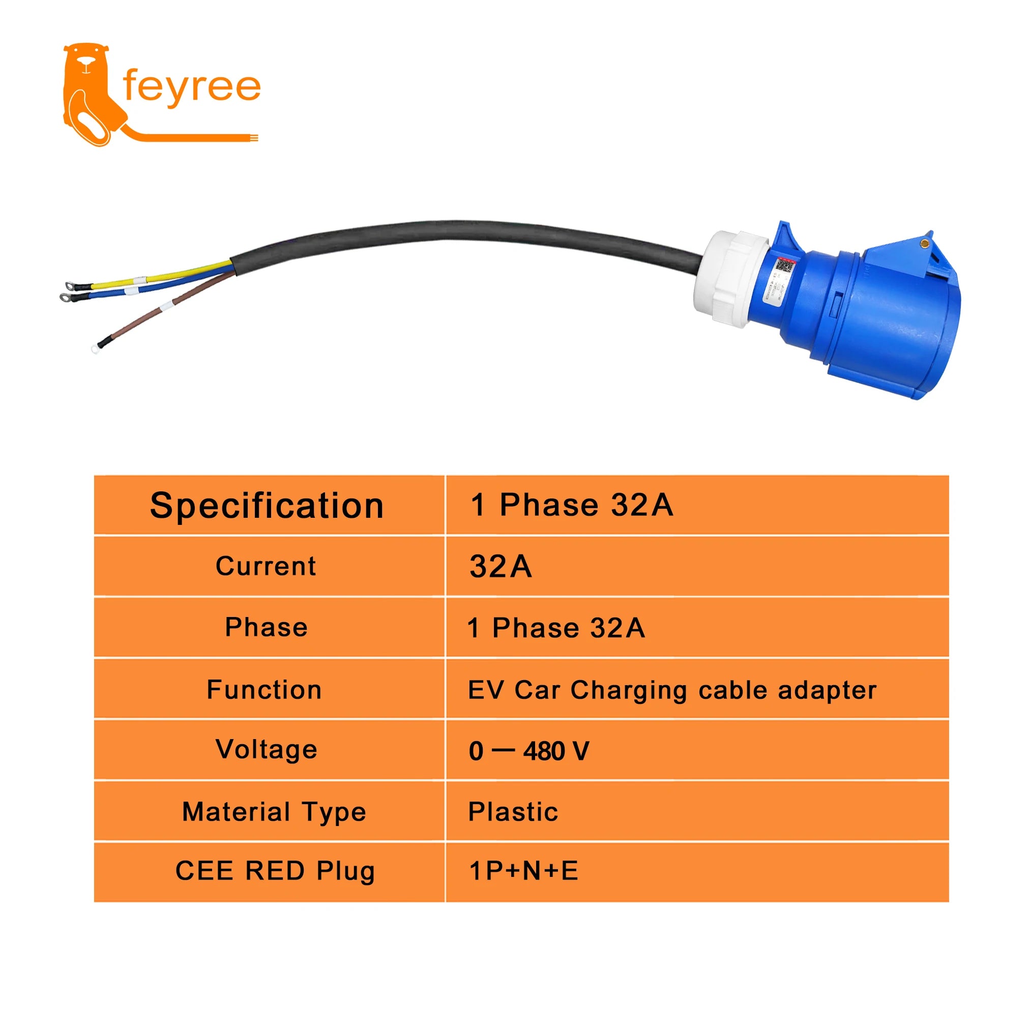 32A EV Charger Adapter CEE Female 3-Pin to Schuko Plug 7KW Portable - 10