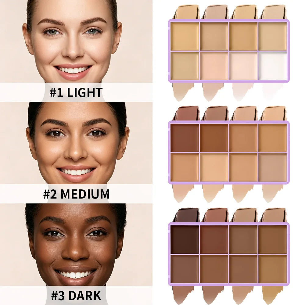 8-Shade Full Coverage Cream Concealer Palette Waterproof Makeup - 4