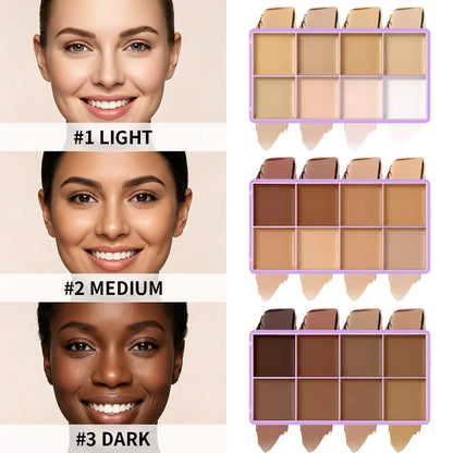 8-Shade Full Coverage Cream Concealer Palette Waterproof Makeup