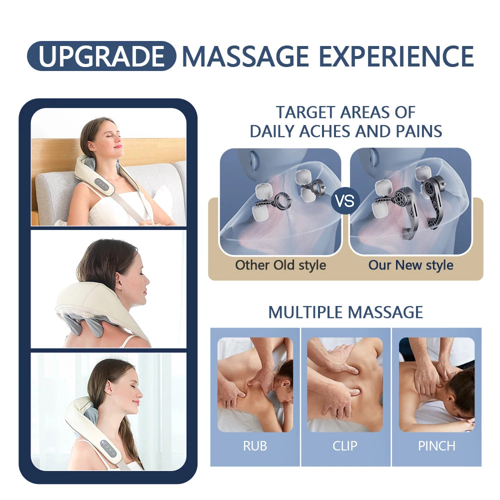 Cordless 3D Neck & Shoulder Massager for Pain Relief