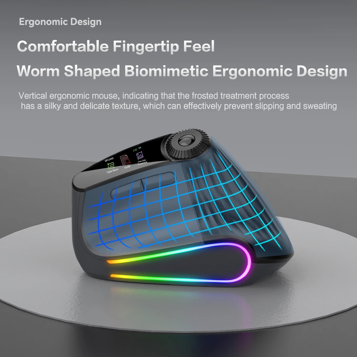 Ergonomic Wireless Vertical Mouse with RGB Backlight & Precision Knob - 3