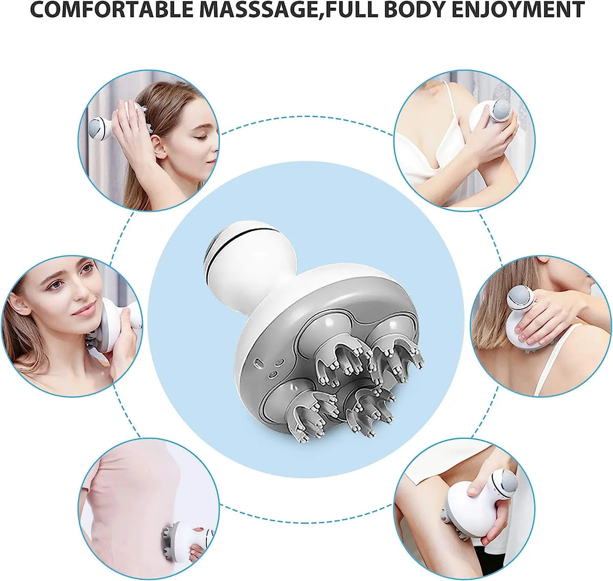 Electric Scalp Massager - Waterproof Handheld Head Scratcher for Stress Relief