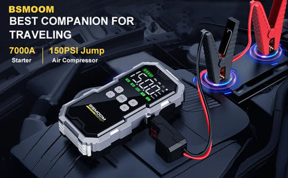 7000A Portable Car Jump Starter with 150PSI Air Compressor & Power Bank