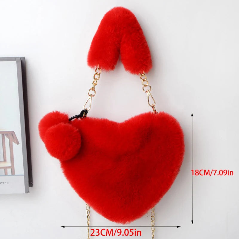 Luxury Plush Heart Handbag