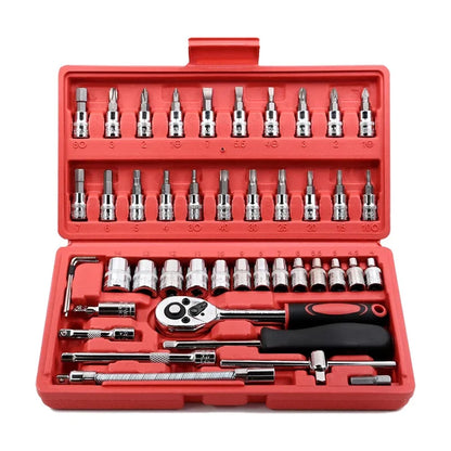 46-Piece 1/4" Drive Socket & Ratchet Wrench Set for Auto Repair & DIY