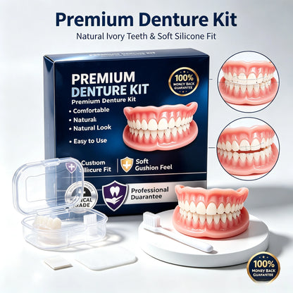 Premium Silicone False Teeth Kit - Natural Smile Cosmetic Denture