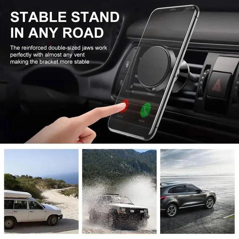 Magnetic Car Phone Mount - 360° Rotatable Air Vent Clip Holder for All Smartphones - 5