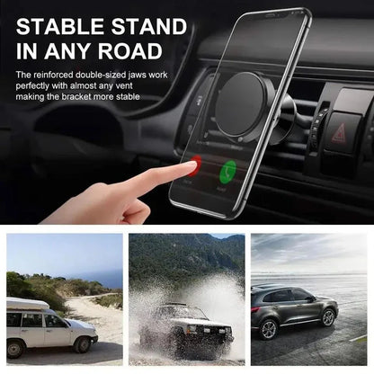 Magnetic Car Phone Mount - 360° Rotatable Air Vent Clip Holder for All Smartphones