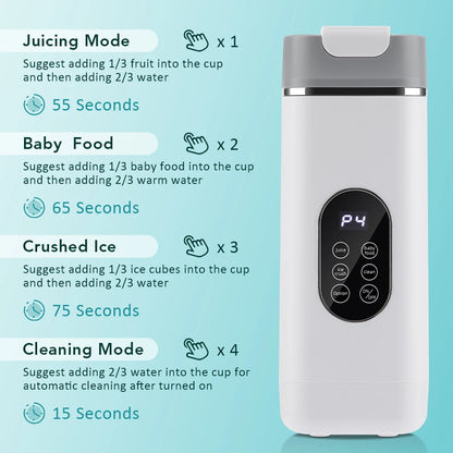 Portable Electric Juicer Cup with 12 Blades & Smart Digital Display