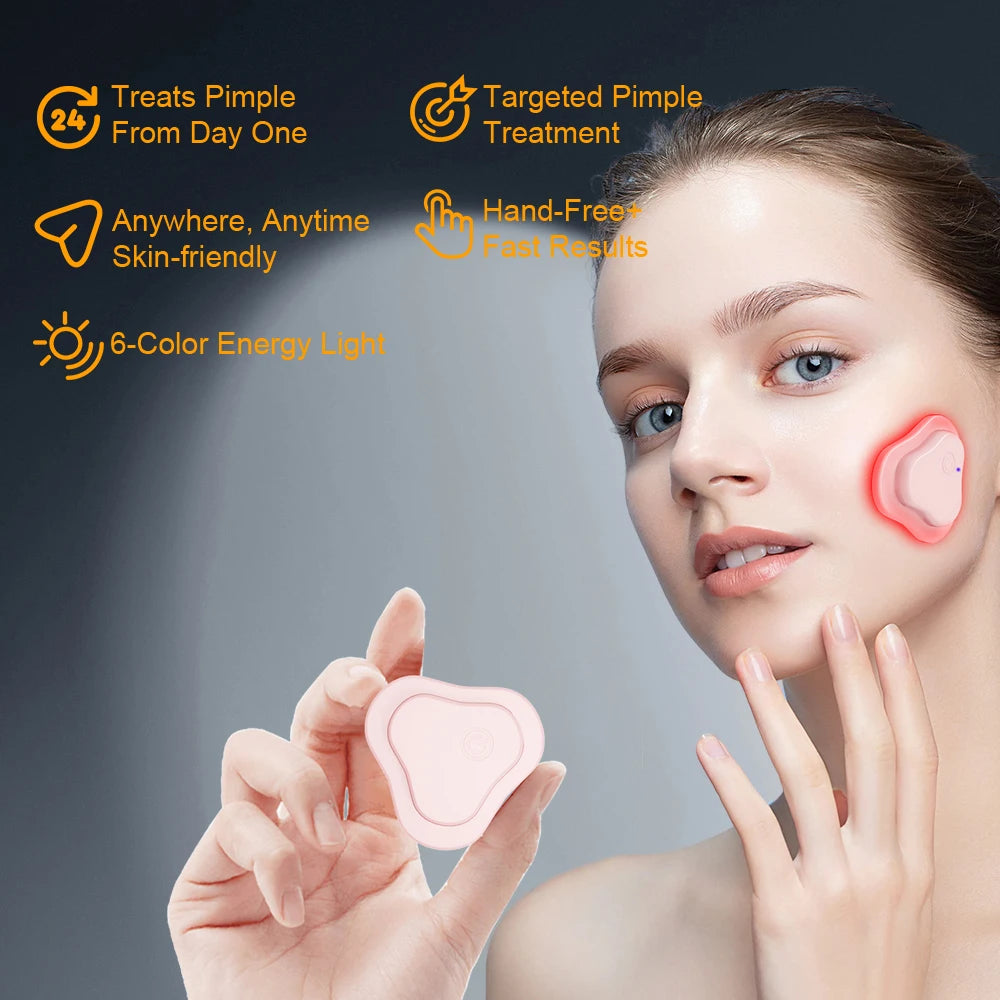 6-Color LED Light Therapy Acne Patch - Wireless Portable Pimple Spot Treatment - 7