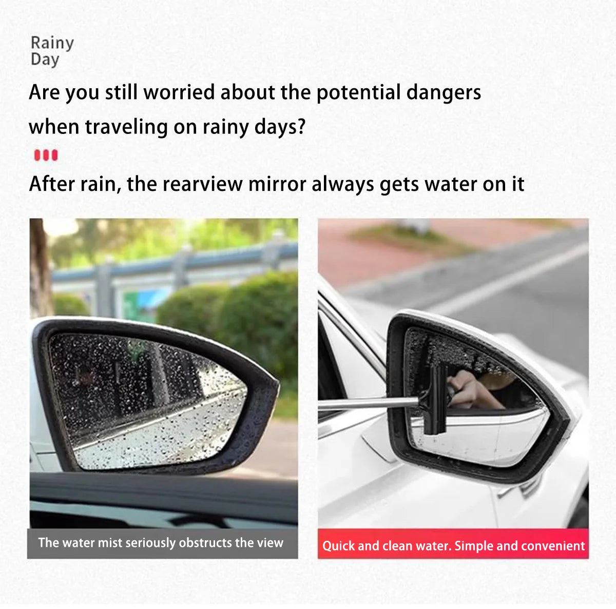 Telescopic Car Rearview Mirror Wiper - Clear View Rain & Fog Cleaner