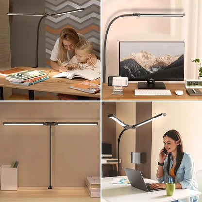 Dual-Head LED Architect Desk Lamp – Dimmable & Adjustable Office Lighting