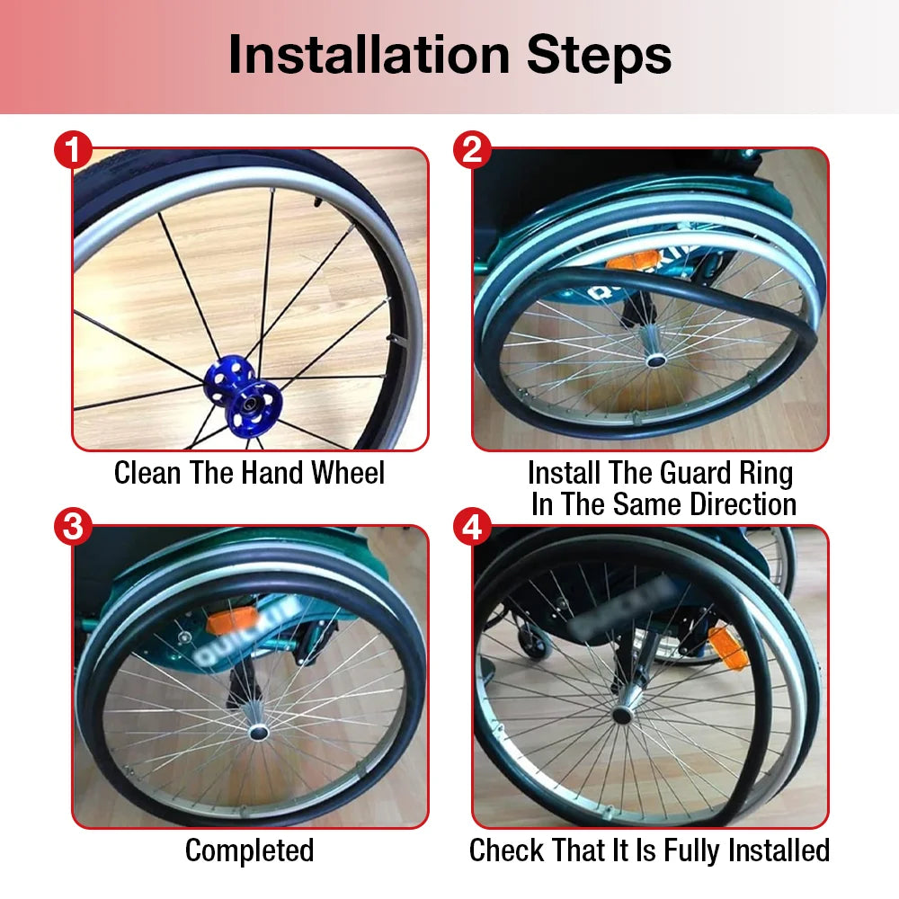 24-Inch Wheelchair Non-Slip Push Rim Covers - Silicone Hand Wheel Grips (1 Pair) - 6