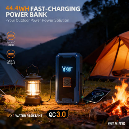 3000A Car Jump Starter with 150PSI Air Compressor & 99800mAh Power Bank