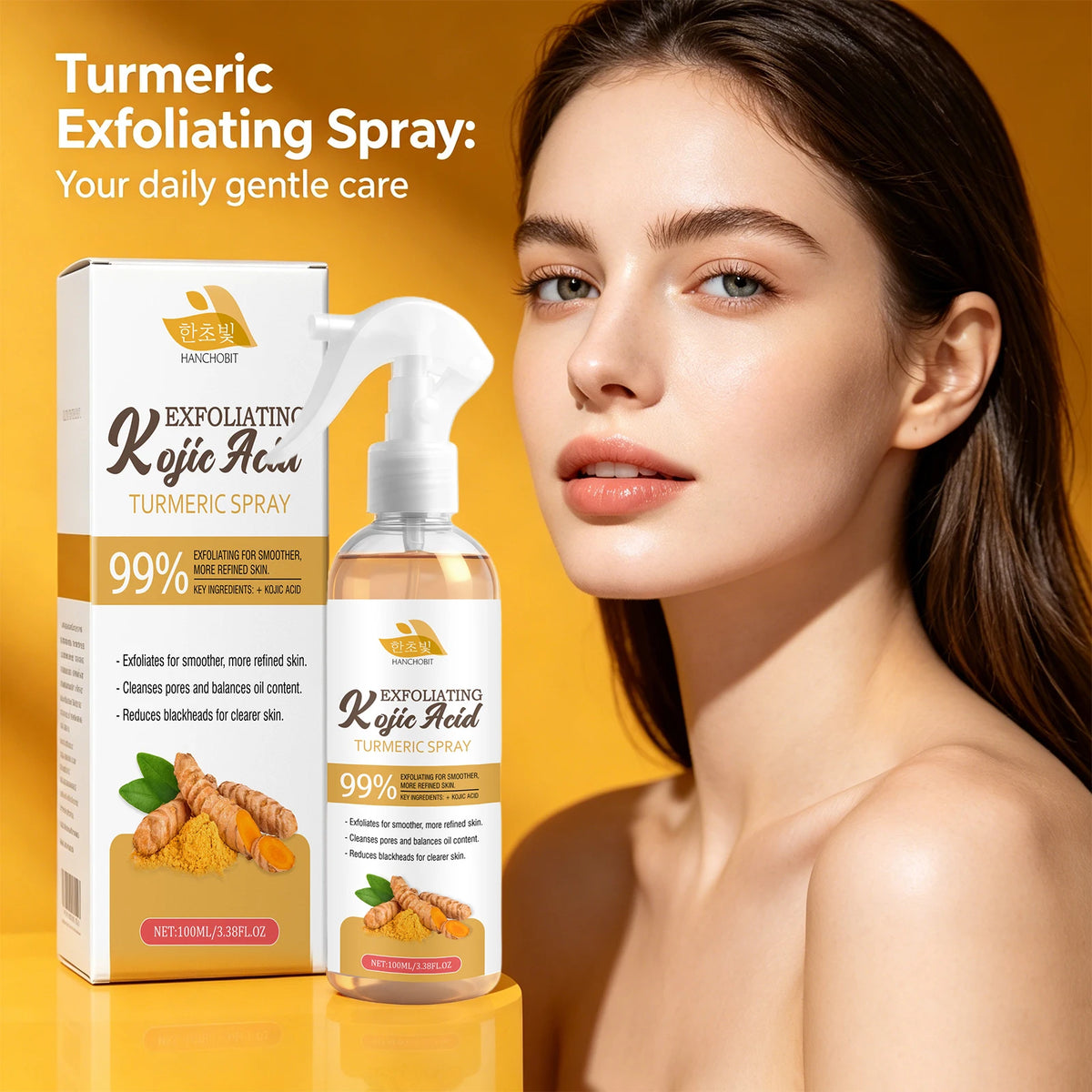 Kojic Acid Turmeric Exfoliating Facial Spray for Pore Cleansing & Brightening