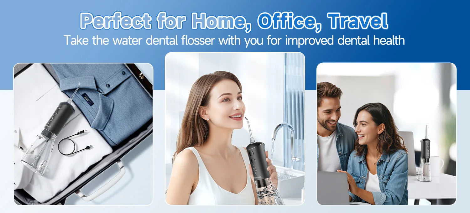 Portable Rechargeable Oral Irrigator - 300ml Water Flosser with 3 Cleaning Modes - 14