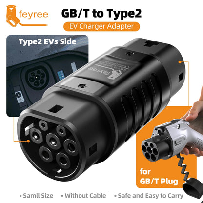 GB/T to Type 2 EV Charging Adapter - 32A Fast Charger Converter