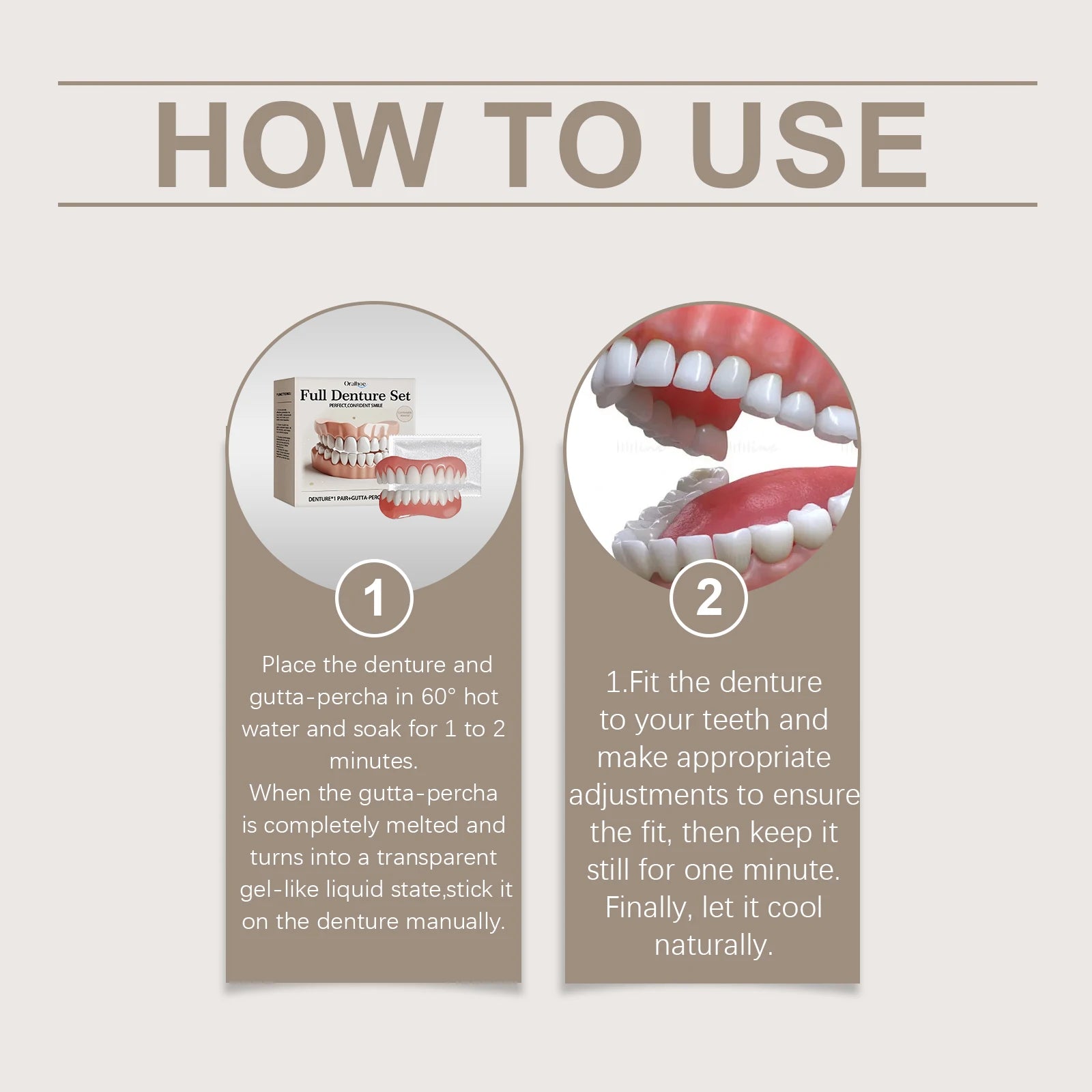 Comfort Fit Temporary Denture Set - Realistic Smile Repair Kit for Upper & Lower Teeth - 18