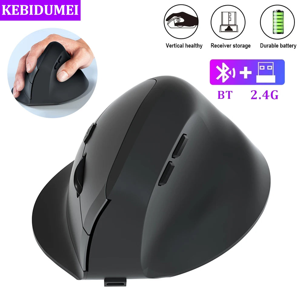 Wireless Ergonomic Vertical Mouse - Silent 6-Button Optical Gaming Mouse