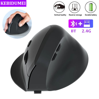 Wireless Ergonomic Vertical Mouse - Silent 6-Button Optical Gaming Mouse