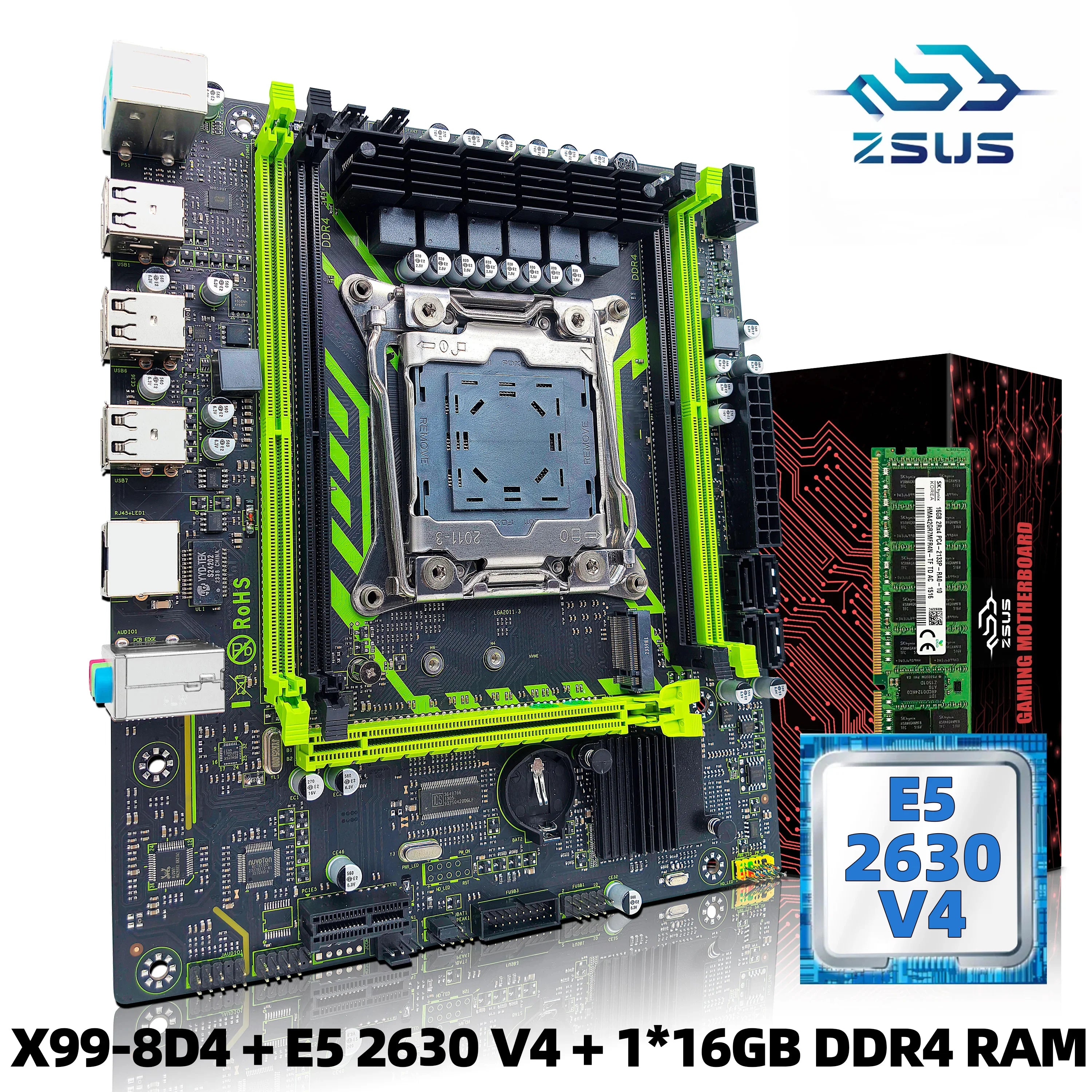 ZSUS X99 LGA2011-3 Motherboard Kit with Xeon E5-2630 v4 & 16GB DDR4 RAM - 1