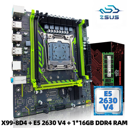 ZSUS X99 LGA2011-3 Motherboard Kit with Xeon E5-2630 v4 & 16GB DDR4 RAM