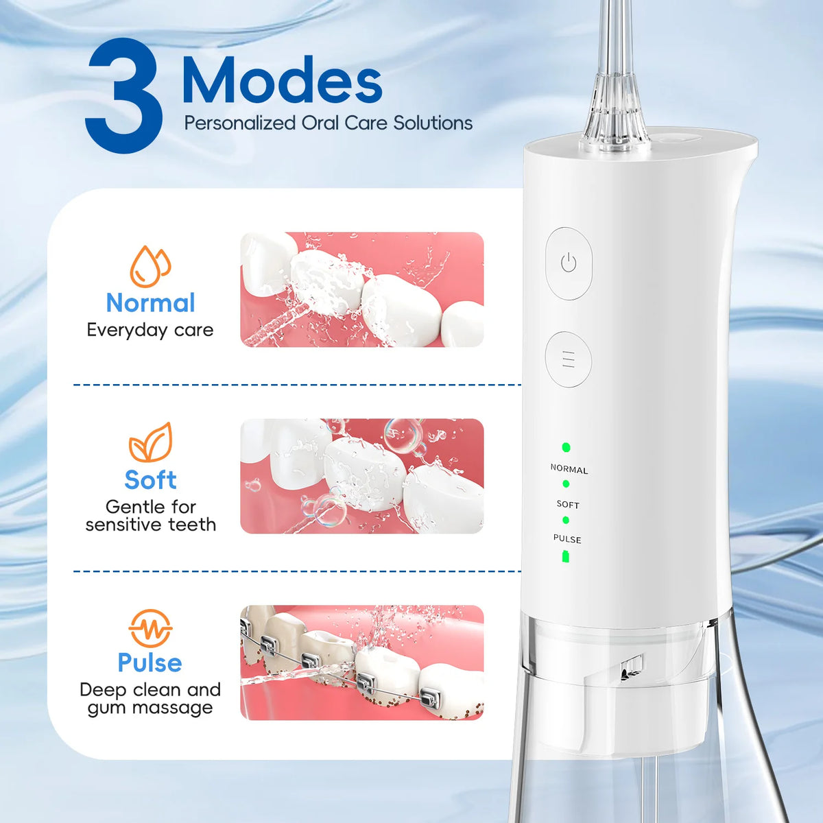 Portable Cordless Water Flosser - Rechargeable Oral Irrigator for Teeth Cleaning