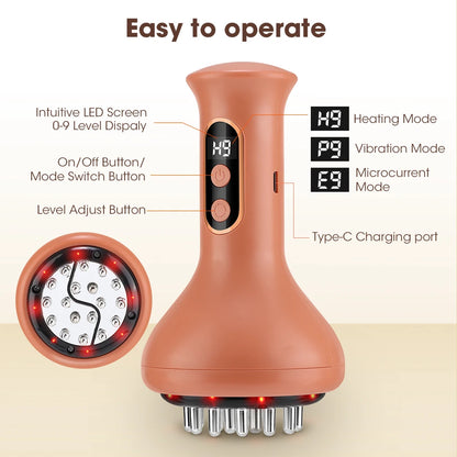 Electric Cupping & Meridian Massager with Heat Therapy & Vibration