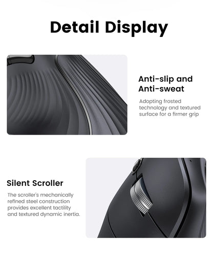 Ergonomic Wireless Vertical Mouse - Bluetooth & 2.4G Rechargeable Mouse