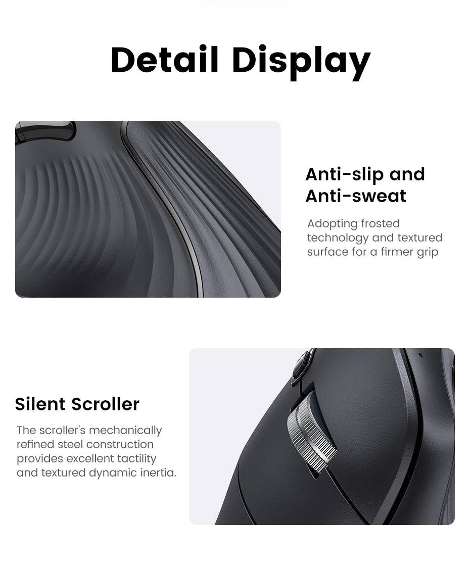 Ergonomic Wireless Vertical Mouse - Silent Bluetooth & 2.4G Optical Mouse