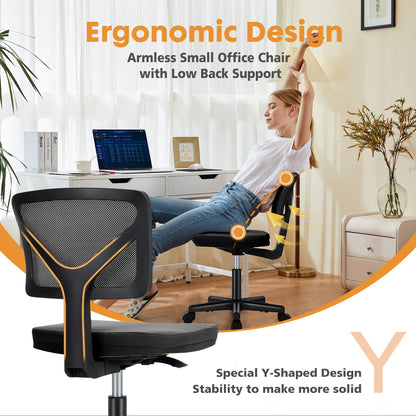 Ergonomic Mesh Armless Office Chair with Lumbar Support & Adjustable Height