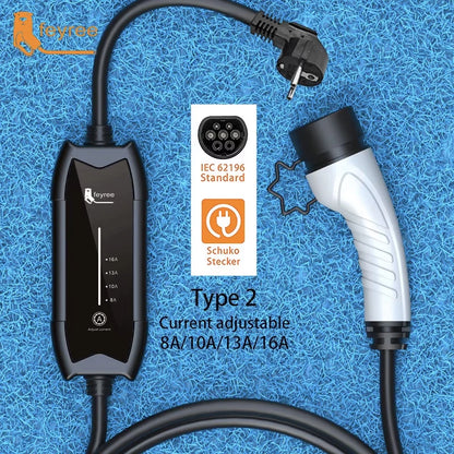 Portable EV Charger 3.5KW Level 2 Electric Vehicle Charging Cable 16A