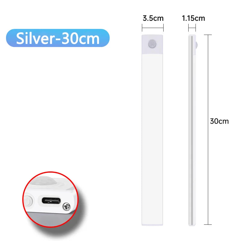 Ultra-Thin Magnetic LED Motion Sensor Cabinet Light - Type-C Rechargeable & Dimmable - 26